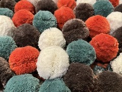 Pom Pom Sewing Fringe Cream Charcoal Teal Rust ~7yd Orginally $78 Hobby Lobby