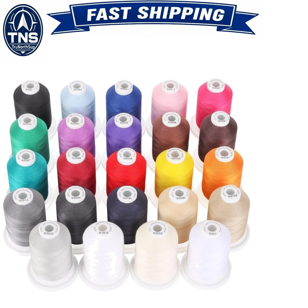 Multi-Purpose Mercerized Cotton Thread 50S/3 600M for Sewing Quilting Embroidery