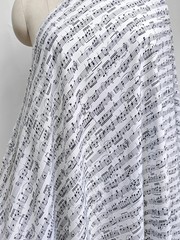 55” Wide Music Patterned Rayon Material Soft Dress Shirt Robe Fabric Viscose