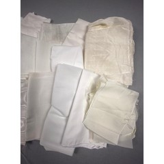 White Cream Fabric Remnants Lot Mixed Textures Satin Moire Craft Sewing Scraps