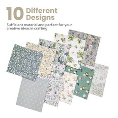 10 PCS 18×20 Inch Green Floral Cotton Fat Quarters Precut Quilting Fabric