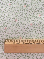 4yd.+ cut Small print quilting cotton white with pastel green pink bedding