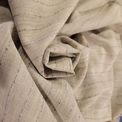 Khaki Striped Cotton-Blend Lawn Shirting – Very Light & Airy