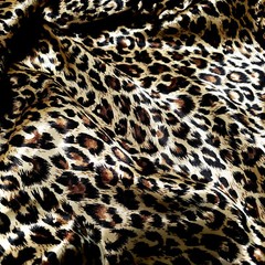 BROWN CHEETAH LEOPARD PRINT SATIN CHARMEUSE FABRIC 58″ BY THE YARD MOCHA SPOT