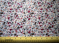 1/4 yard 100% cotton fabric Tiny Red Pink Yellow Flowers Green Leaves on White