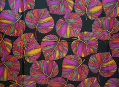 BEAUTIFUL SILK CHIFFON FABRIC COLORFUL VIBRANT LEAVES PRINT (3 YARDS) 108″ X 44″