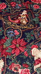 Vtg Cranston VIP Joan Messmore Fabric Christmas Floral Santa Cotton 5 yards