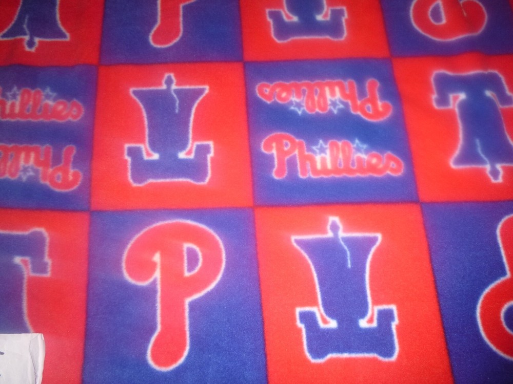 Fleece Fabric- Philadelphia Phillies Block (60 inches wide by 60 inches long)