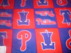 Fleece Fabric- Philadelphia Phillies Block (60 inches wide by 60 inches long)