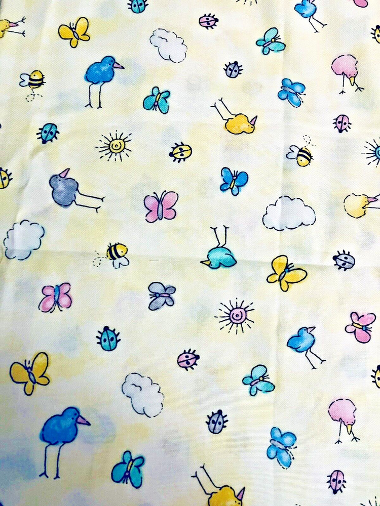 Two by Two by Cheri Strole Birds & Bees Butterflies Ladybug on Cloud Yellow BTFE