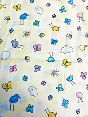 Two by Two by Cheri Strole Birds & Bees Butterflies Ladybug on Cloud Yellow BTFE