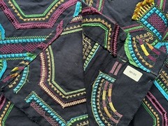 2+YDS Scalamandré Fabric Heavy Embroidery Blue Crewel KAYAPO PERROQUET 51″ x 88″