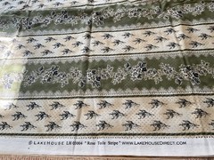 Rose Toile Stripe by Lakehouse LH Cotton Florals Beige, Green and Black 1.5 Yard