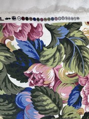 Vintage STANLEY KING STUDIO FLORAL FABRIC 104”x 58” Rose Vibrant Sateen Cotton