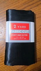 2 yard Fabric Cut, Costume Satin Black 100% Polyester 72 X 60 In
