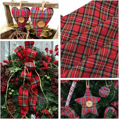 Red Tartan Plaid Fabric 130GSM Cotton for Sewing Holiday Decor Homespun Rag