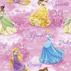 1 Yard 15 Inches Princess Sophia in Training Purple Cotton Fabric Royal Achiever