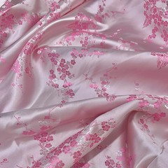 Kori LIGHT PINK Plum Blossom Floral Brocade Chinese Satin Fabric for Cheongsam/