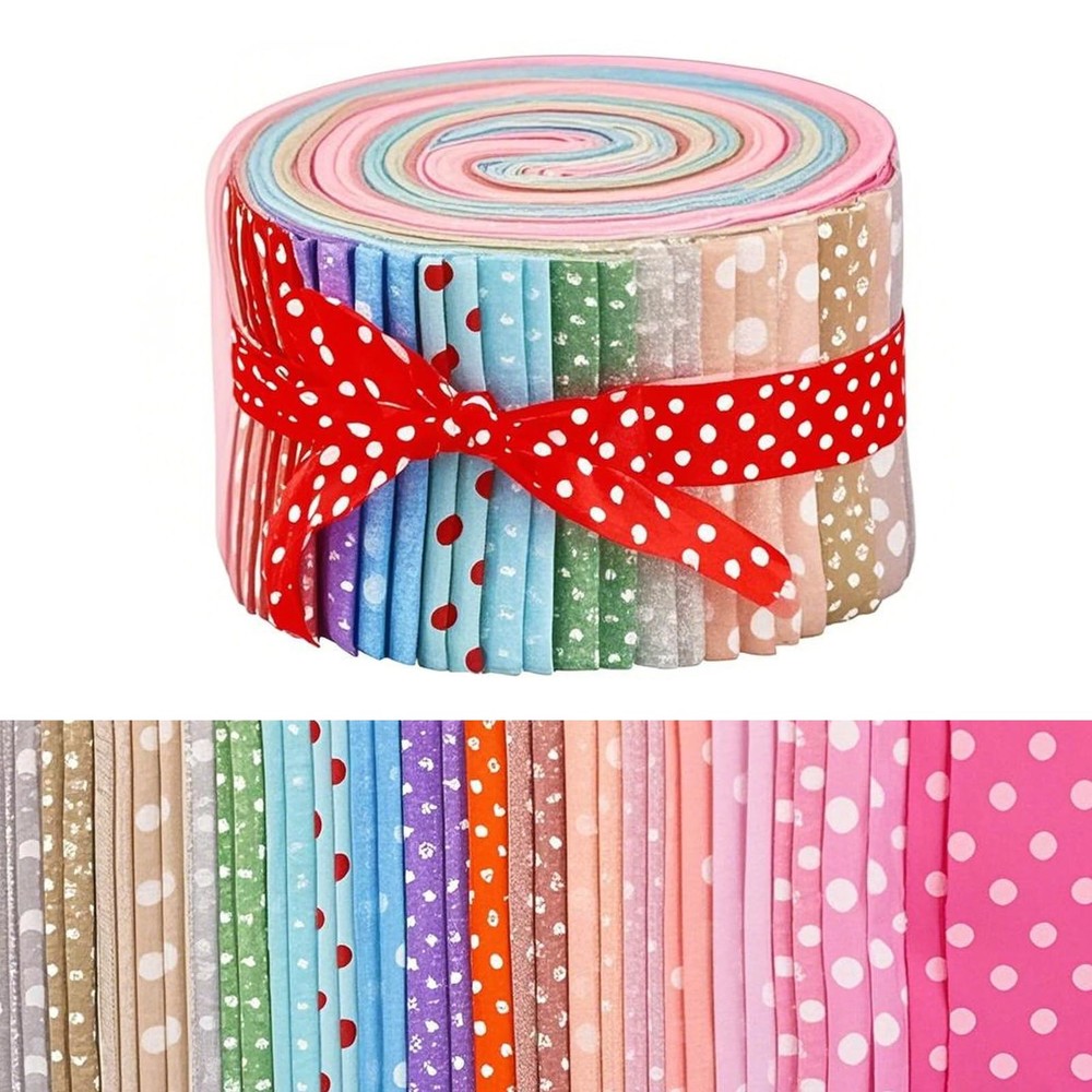 Jelly Roll Fabric Strips 40 PCS 2.6 Inch Precut Cotton Dots for Quilting