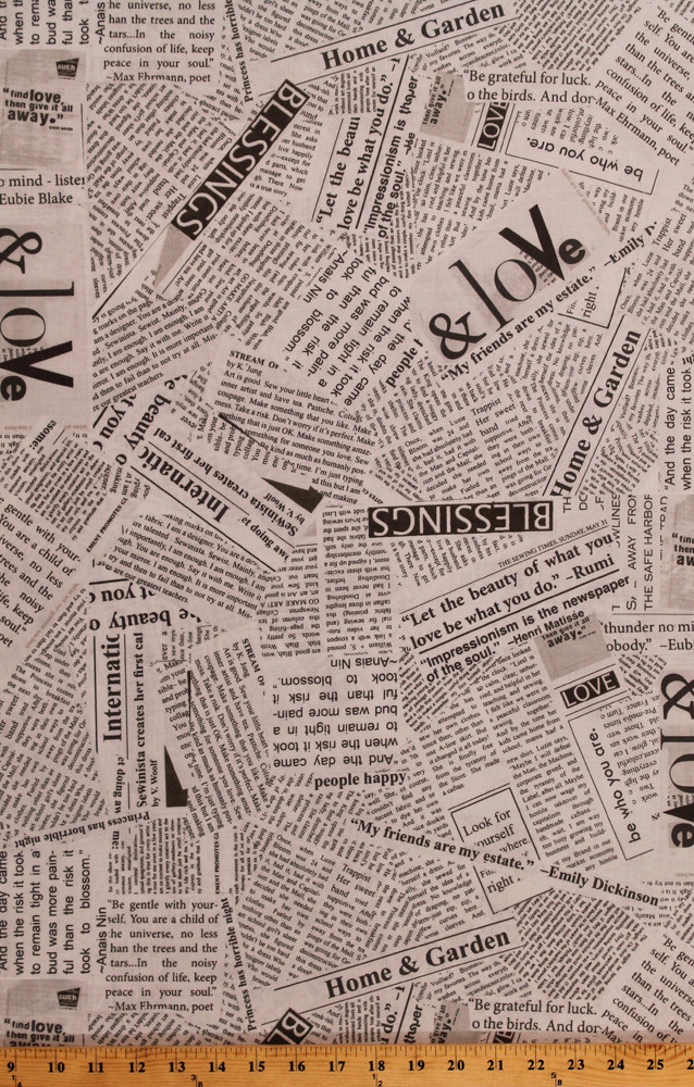 Newspapers Articles Clippings Print Wonder Story Cotton Fabric Print BTY D506.48