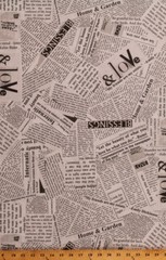 Newspapers Articles Clippings Print Wonder Story Cotton Fabric Print BTY D506.48