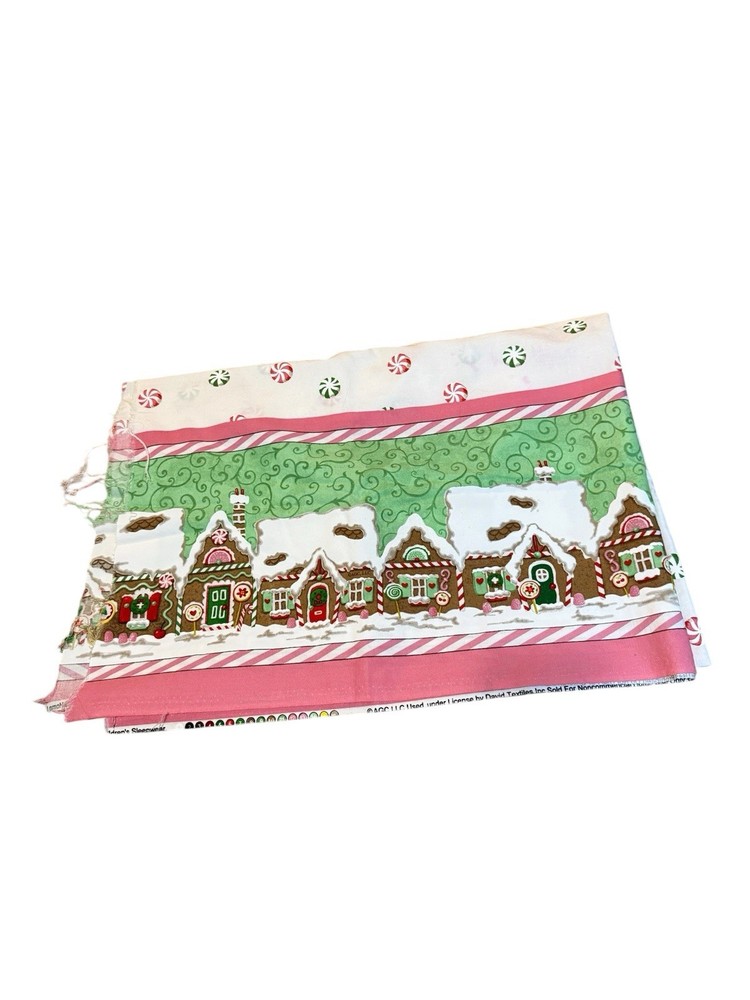 David Textiles Gingerbread Village Border Christmas Cotton Fabric 55×44