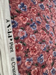 VIP Cotton Fabric Cranston PANSIES Dense FLORAL Pink Mauve Lavender 40″ x 44″