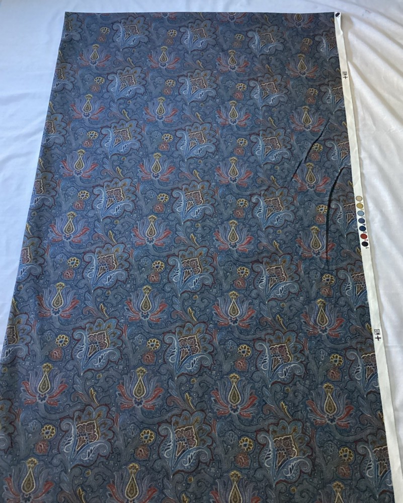 3+1/2 Yards Kaufmann Drapery Upholstery Fabric Blue Paisley 56″ Wide
