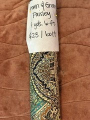 Zulaika Brown, Blue, Teal Paisley Fabric 4 Yards Total