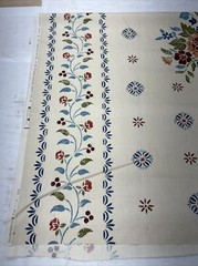 Vintage 1981 Atelier Floral Fruit Basket Pattern Fabric 1-1/2 Yards By 54” Wide