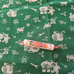 Vintage Wamsutta Christmas Toy Green & White Cotton for Quilting 33 x 36 inches