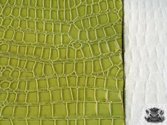Vinyl Shiny Embossed Crocodile GREEN Fake Leather Upholstery Fabric 54″ Wide BTY