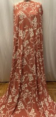 Vintage Rayon Matte Jersey Knit Floral Terracotta Cream Fabric By The Yard 58″W