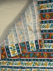 2x Vtg House N Home Fabrics Pieces Bright Primary Floral Stripe Flower 27″x49″