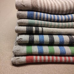 100% linen fabric – heavy french belgium flax dense – striped sack weave linen