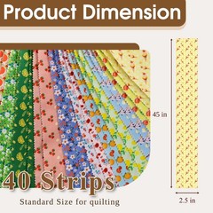 40 PCS 2.5×45 Inch Rainbow Jelly Roll Fabric Cotton Quilting Beach Carnival