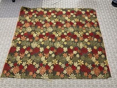 Fabric Remnant Designer Material Brown Flower Power Olive, Orange, Gold 57” X 52