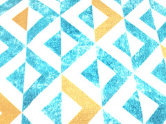 Modern Geometric Outdoor Abstract Patterned Fabric in Teal and Gold 1 Yard Lot