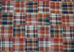 Three Chickadees Cotton Patchwork Madras Fabric Face Mask ~ Saugatuck Valley