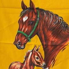 Bark Cloth Panel time By Weston-Reltex Horse And Colt, 19 1/2” X 28”