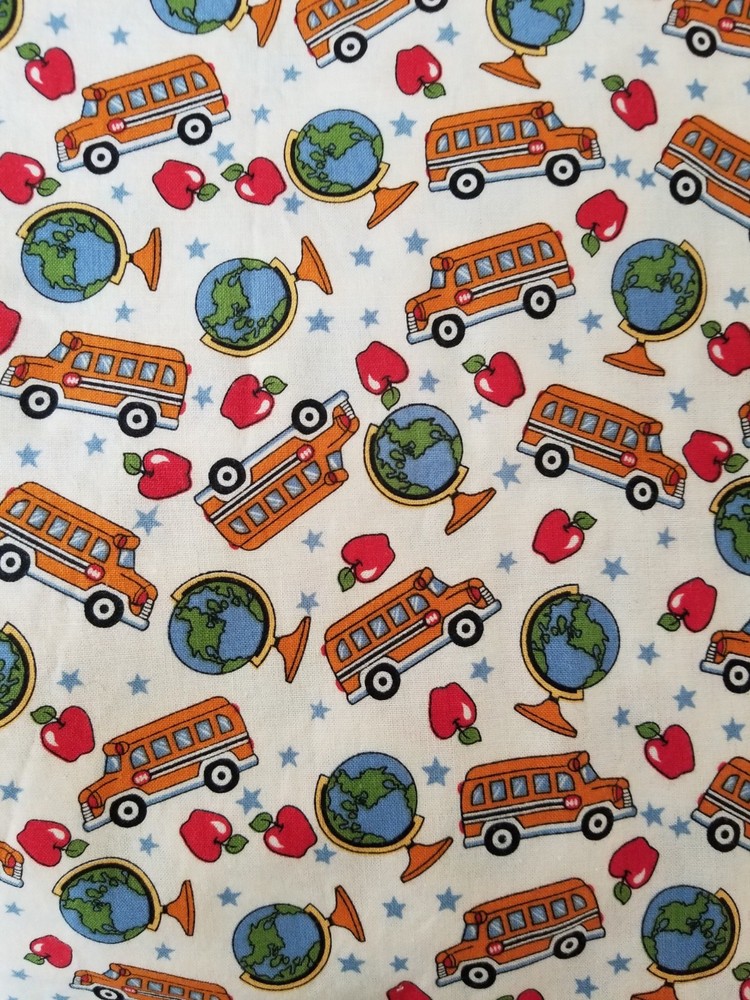Marcus Brothers Textiles *School Bus* *Globe* *Apple* Toss Fabric BTHY