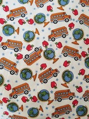 Marcus Brothers Textiles *School Bus* *Globe* *Apple* Toss Fabric BTHY