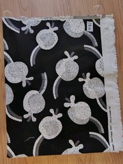 IKEA 2005 Sven Fristedt Black White 1 1/3 Yard Cotton Fabric Frosted Poppy
