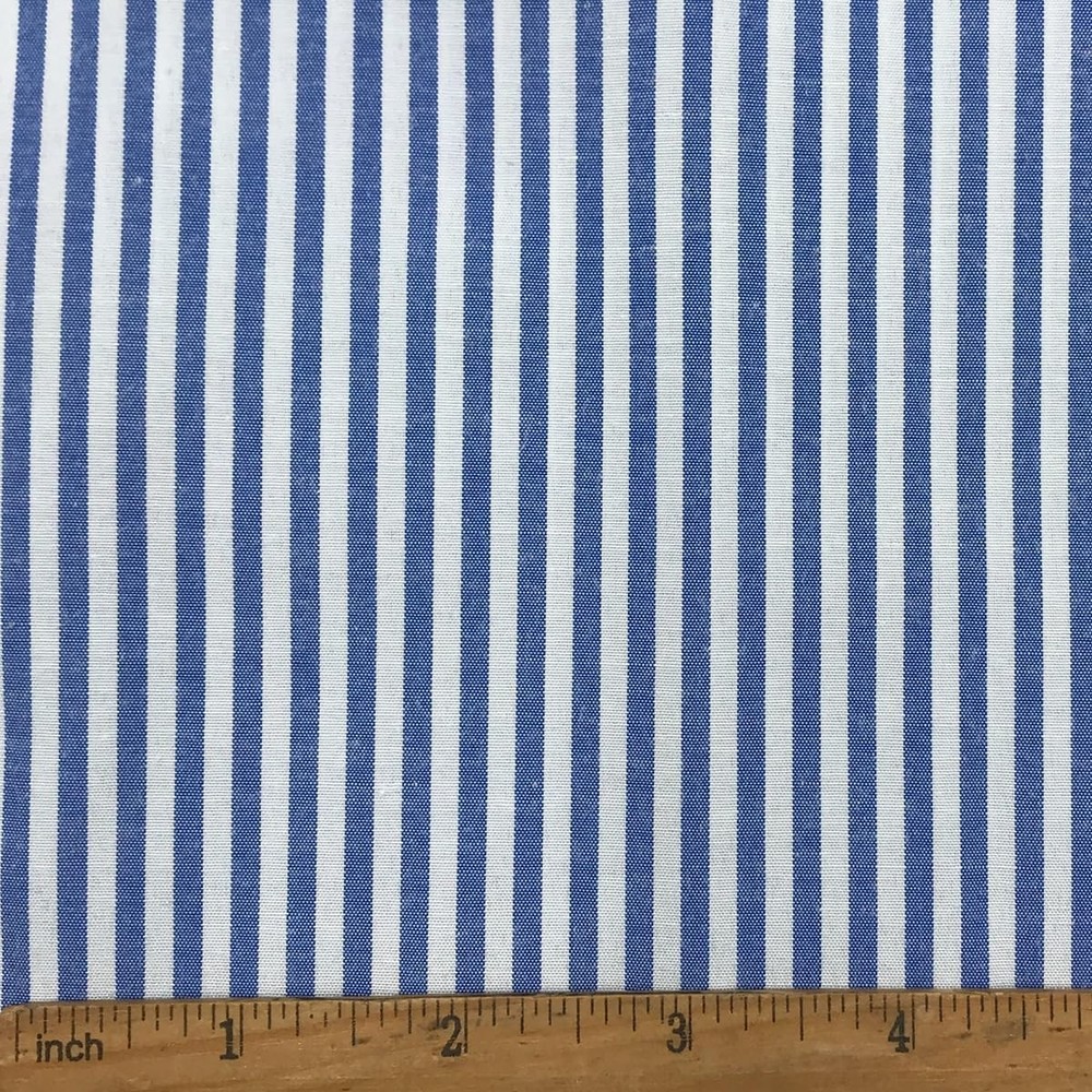 1/8″ Blue and White Striped Fabric, Summer Weight Polycotton 57″ W x 36″ L