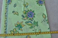 By 1/2 Yd, Vintage, Green & Yellow Foliage on Light-Green Cotton, Manes, V986
