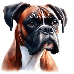Boxer Dog Breed Portrait – Fabric Art Quilt Block/Panel – 100% Cotton #29