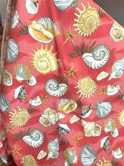 Heavy Outdoor Canvas Fabric SEASHELLS Design 9 1/2 Yard x 50 Inches