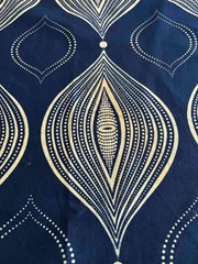 Vintage HITARGET Wax Block Print Fabric Blue Ecru African Cotton Remnant 45×40