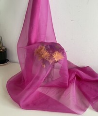 LOT MOOD DESIGNER FABRICS FASHION 3 YARD METER NICE PINK See Through Transparent