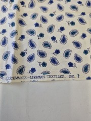 Schwartz Liebman Fabric 20×44 Blue Paisley Floral Vintage Remnant